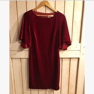 Belle Badgley Mischka Red Velvet Dress Size 6